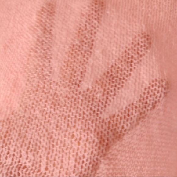 Pink Sheer Super Stretchy Slouch Roll Neck Sweater Size Medium - Picture 3 of 8